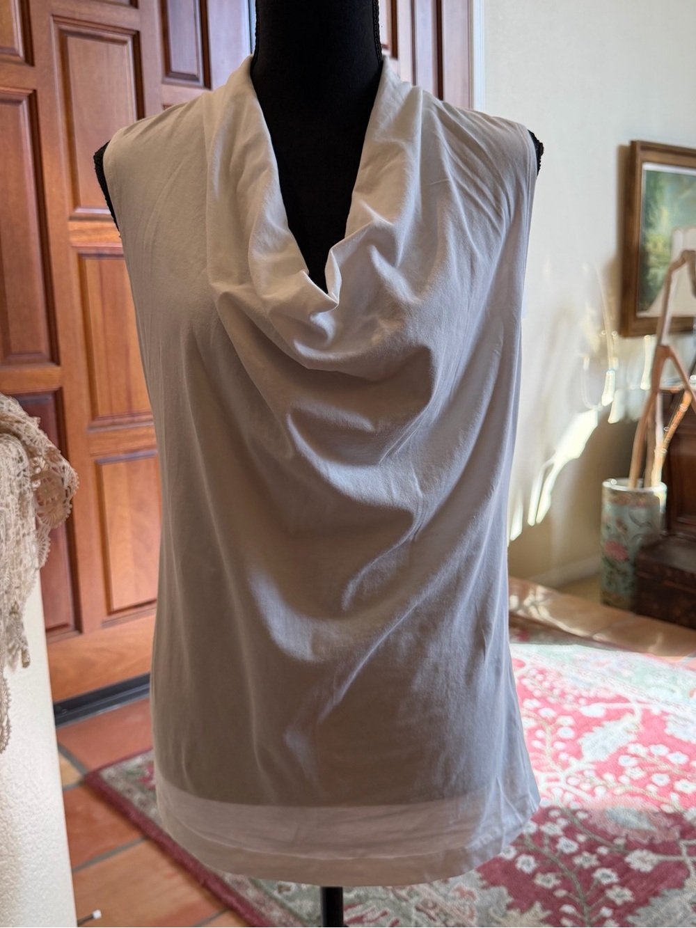 Theory White Label Sleeveless Tee with Black Brand Tag Size S/P